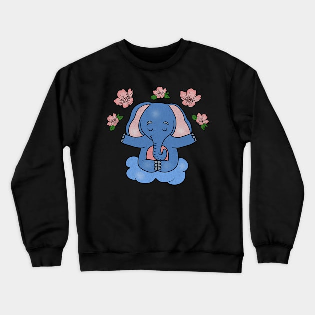 Elephant Yoga, Meditation Floral Zen Crewneck Sweatshirt by dukito